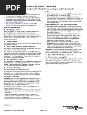 Notice to vacate for landlord