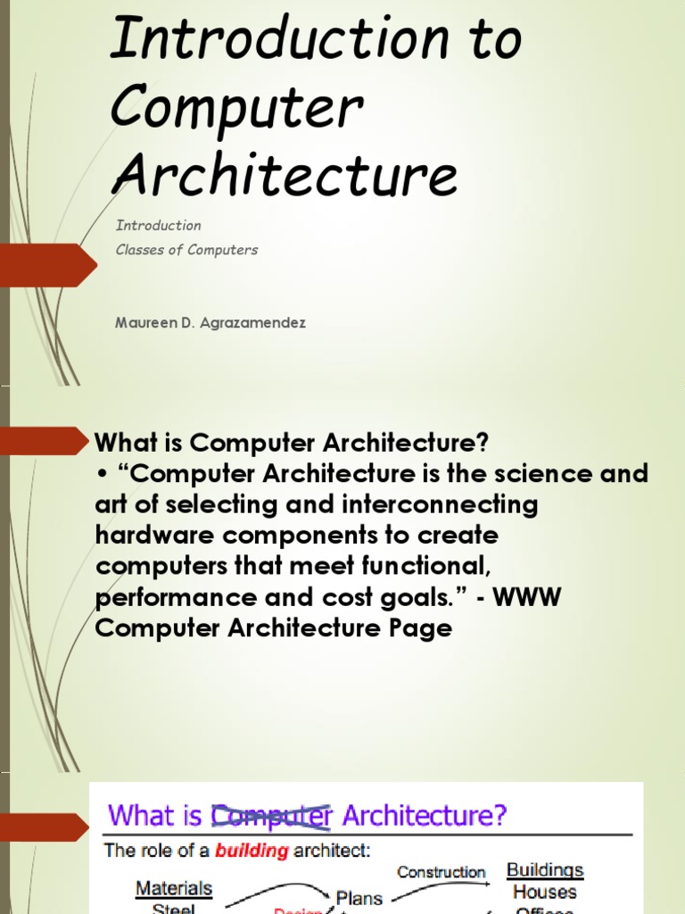 Introduction - Computer Architecture | PDF | Microprocessor | Computer ...