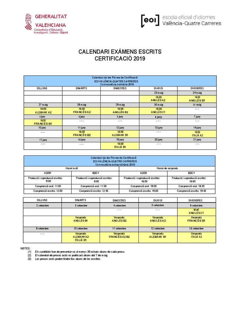 Calendario Puc
