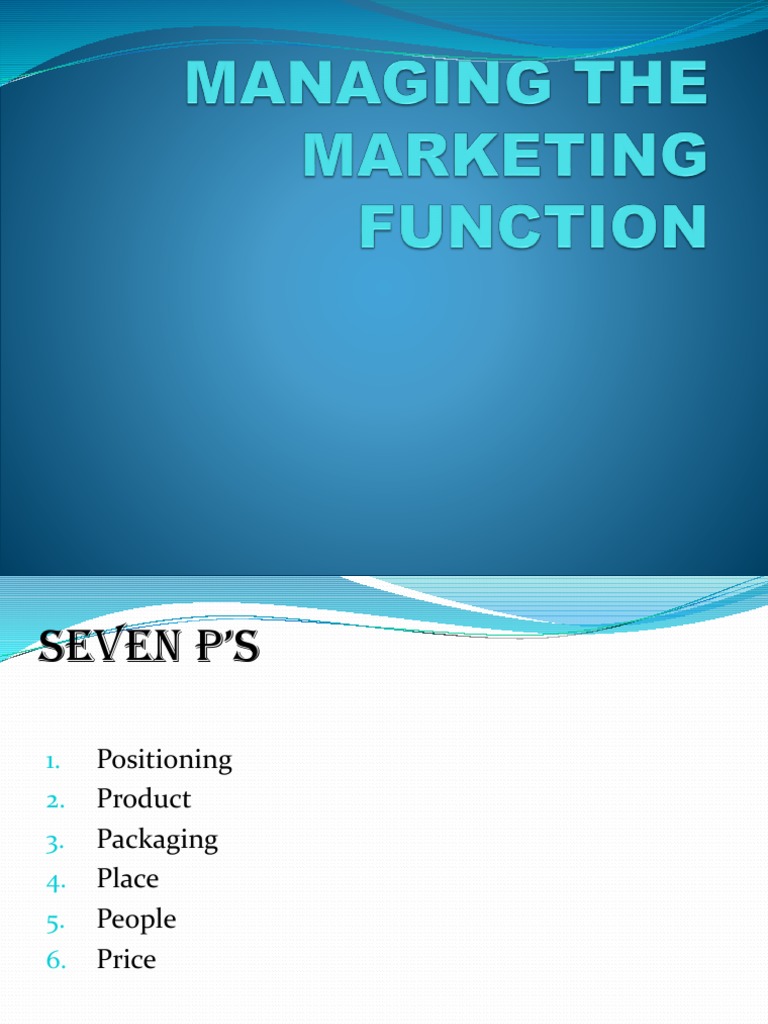 3.1 Managing The Marketing Function 7 P's | PDF | Brand | Pricing