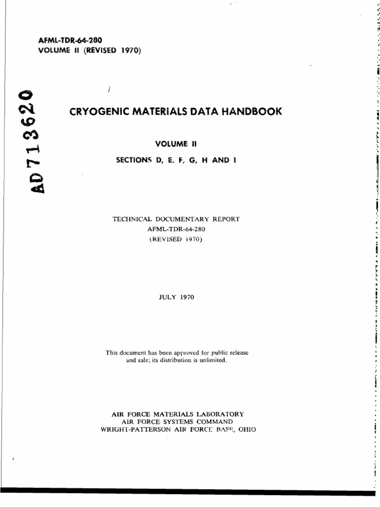 Cryogenic Materials Data Handbook (Revised 1970), Volume II Sections D, E, F, G, H and I PDF
