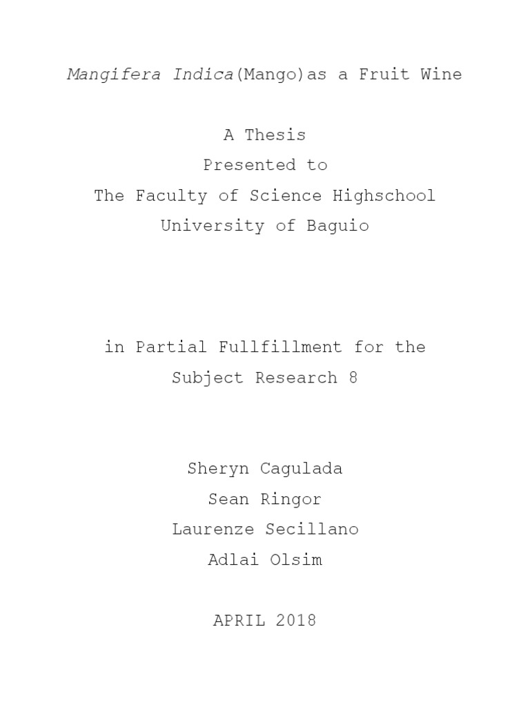 Mango Fruit Wine PDF Yeast Wine
