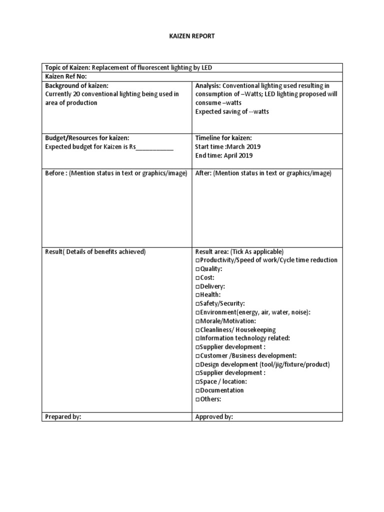 Kaizen Report | PDF