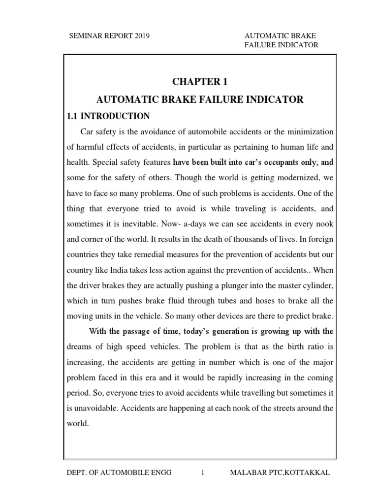 Automatic Brake Failure Indicator PDF Brake Anti Lock Braking System