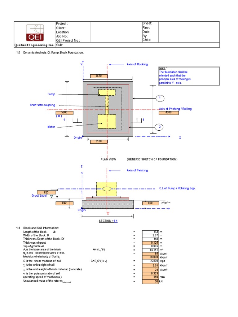 Dynamic Analysis of Pump Block Foundation - Vaidyanathan | PDF | Center ...