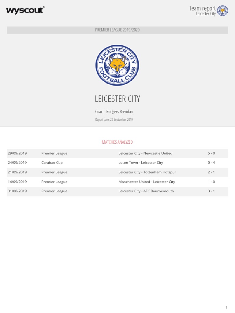 Leicester City FC PDF Premier League Association Football Teams