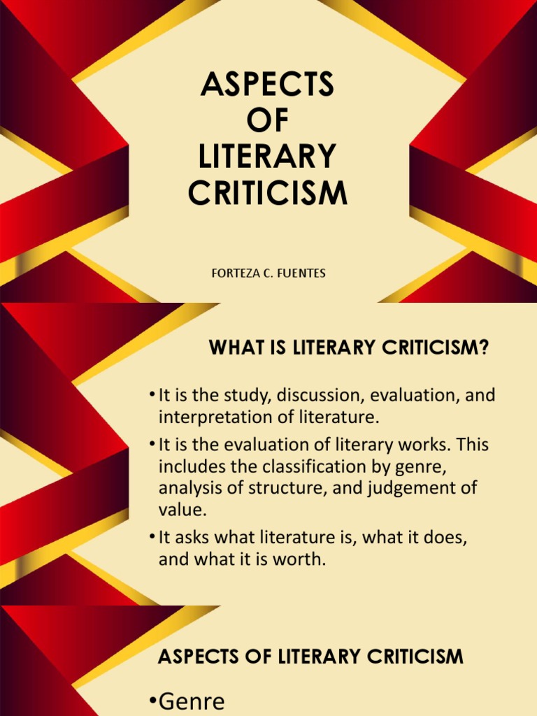 Aspects of Literary Criticism PDF Genre The Yellow Wallpaper