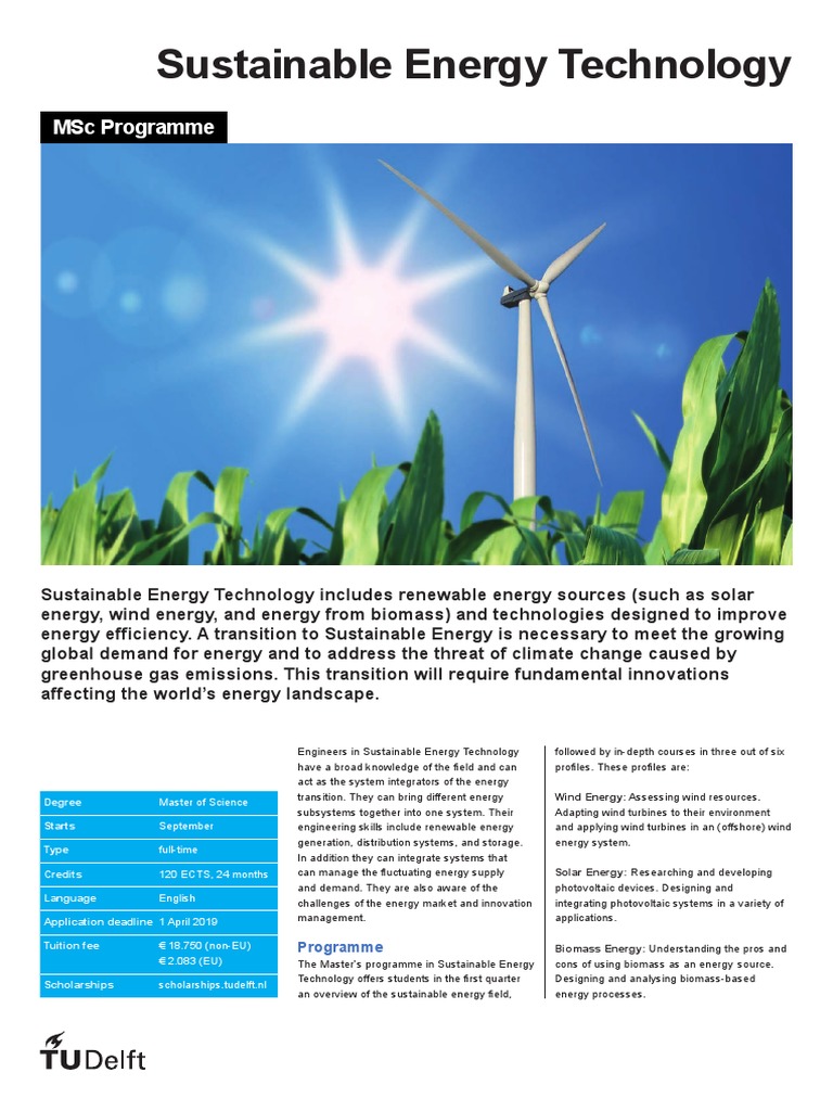 MSc in Sustainable Energy Technology | PDF | Sustainable Energy | Wind ...