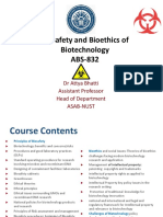 Biosafety and Bioethics of Biotechnology ABS-832: DR Attya Bhatti Assistant Professor Head of Department Asab-Nust