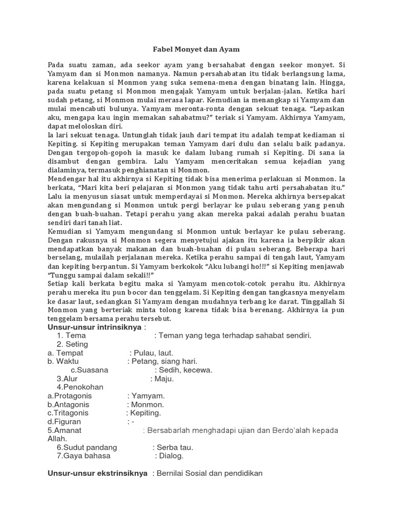 Fabel Monyet Dan