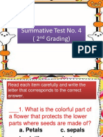 Summative Test on Flower Reproduction and Plant Propagation