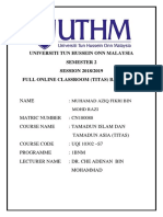 Universiti Tun Hussein Onn Malaysia Semester 2 SESSION 2018/2019 Full Online Classroom (Titas) Bahagian 2