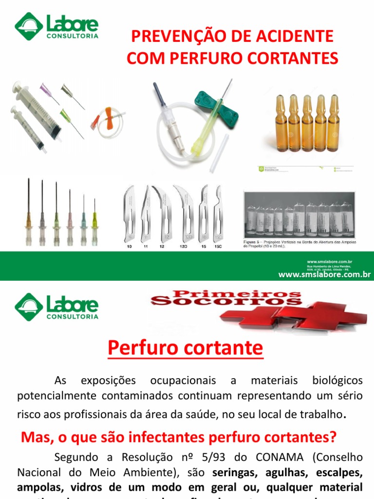Prevenção de Acidentes com Perfuro Cortantes | PDF
