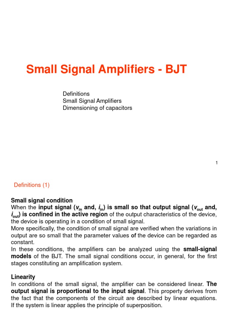 Small Signal Amplifier BJT125 PDF Amplifier Linearity