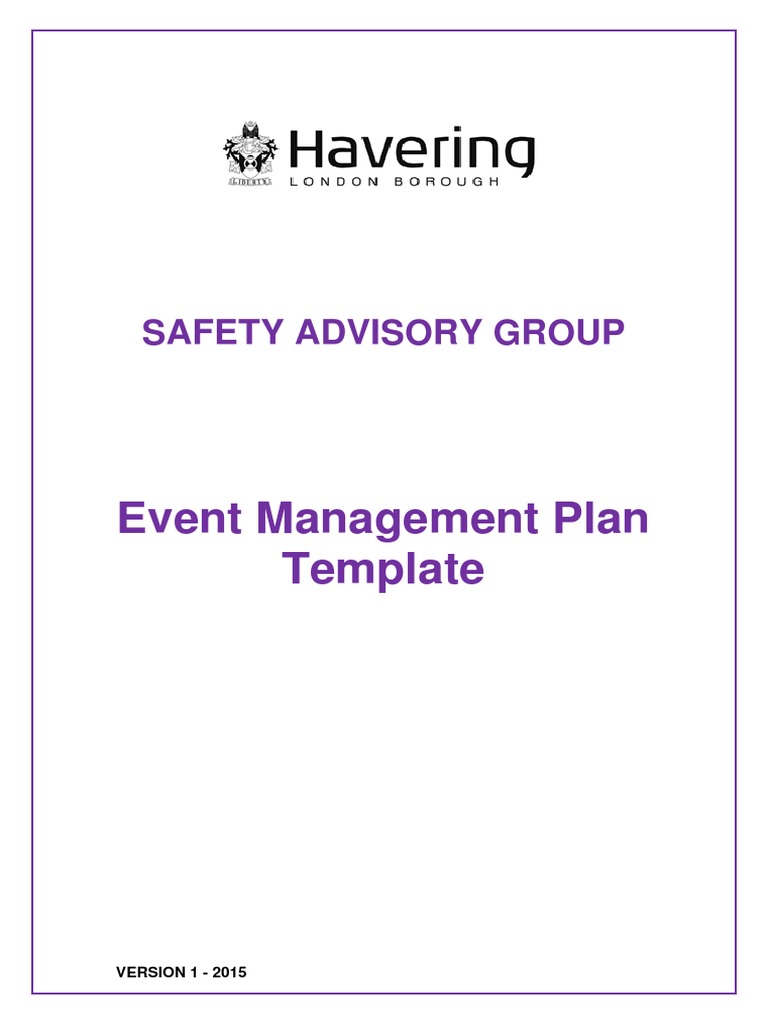 Event Management Plan Template Safety Advisory Group | PDF | Drinking ...