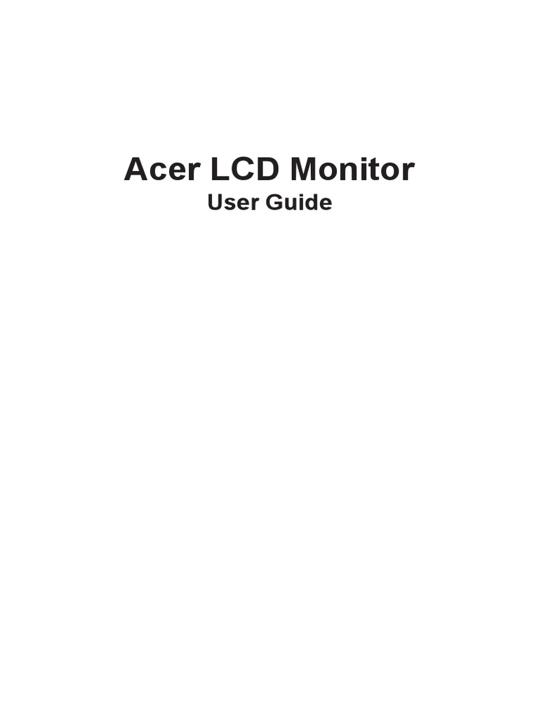 Acer LCD Monitor: User Guide | PDF | Computer Monitor | Ac Power Plugs ...