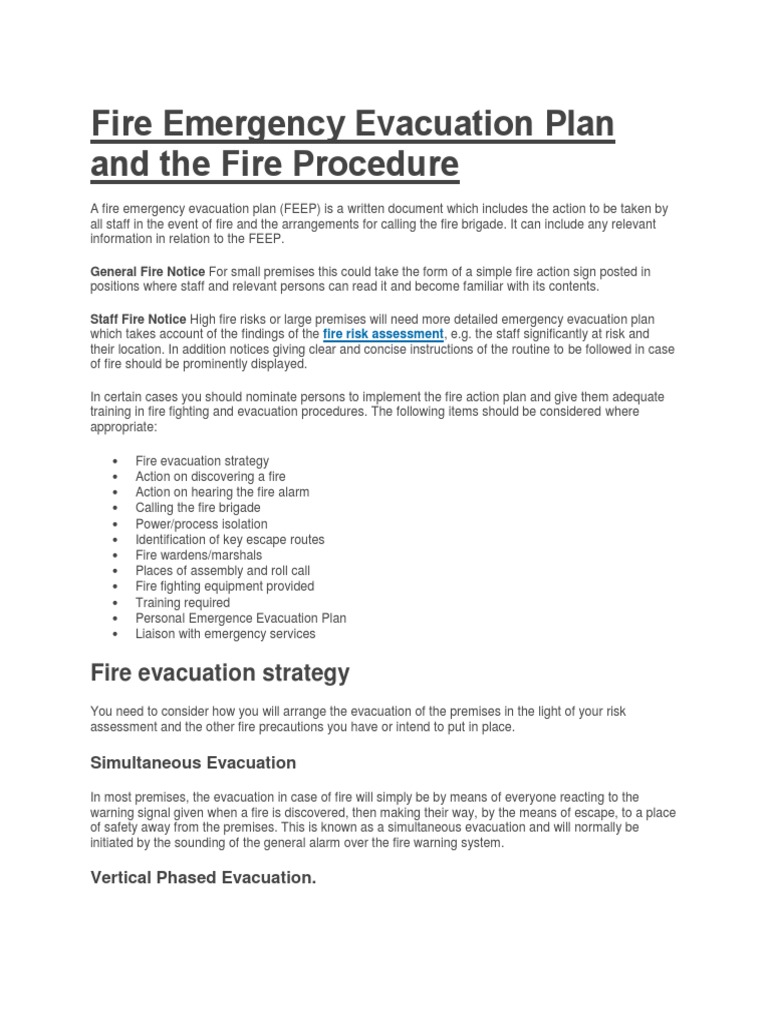 Fire Emergency Evacuation Plan and The Fire Procedure | Download Free ...