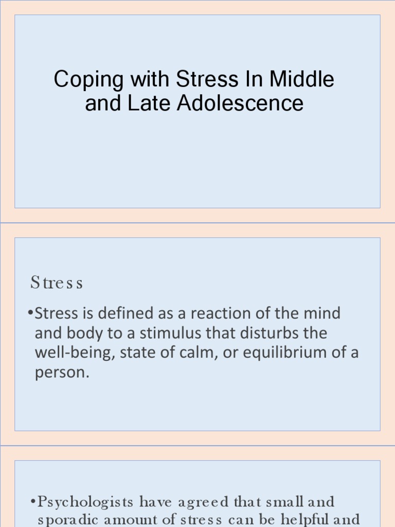 Coping With Stress in Middle and Late Adolescence | PDF