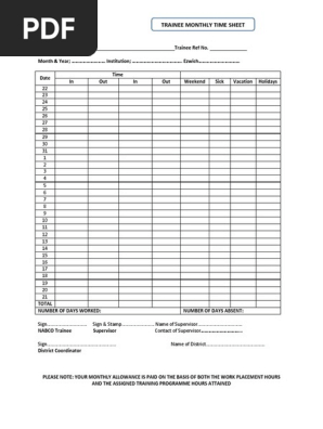 Nabco Trainee Timesheet