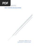 Assignment#1: Object Oriented Analysis & Design