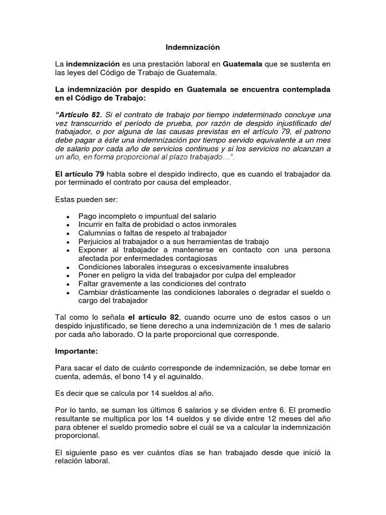 Indemnización y Aguinaldo en Guatemala | PDF | Salario | Servicio Civil
