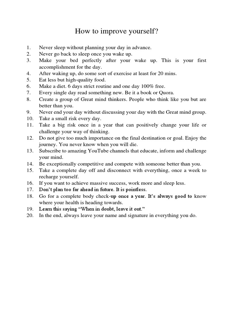 How To Improve Yourself | PDF