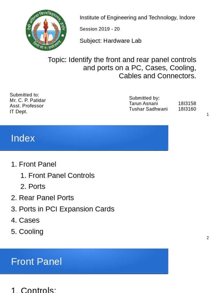 Topic: Identify The Front and Rear Panel Controls and Ports On A PC ...