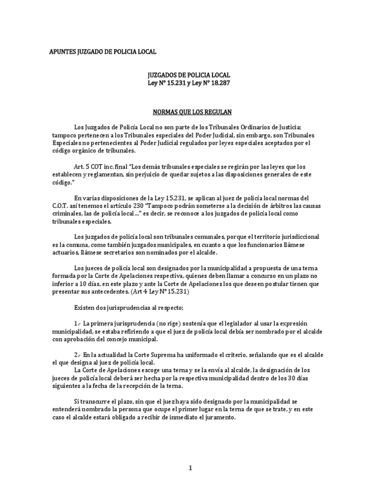 Apuntes Juzgado de Policia Local PDF Estatuto de limitaciones