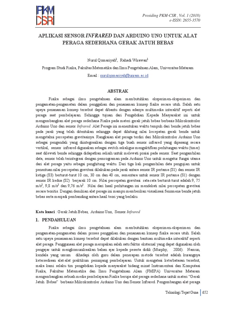 Aplikasi Sensor Infrared Dan Arduino Uno Untuk Alat Peraga Sederhana ...