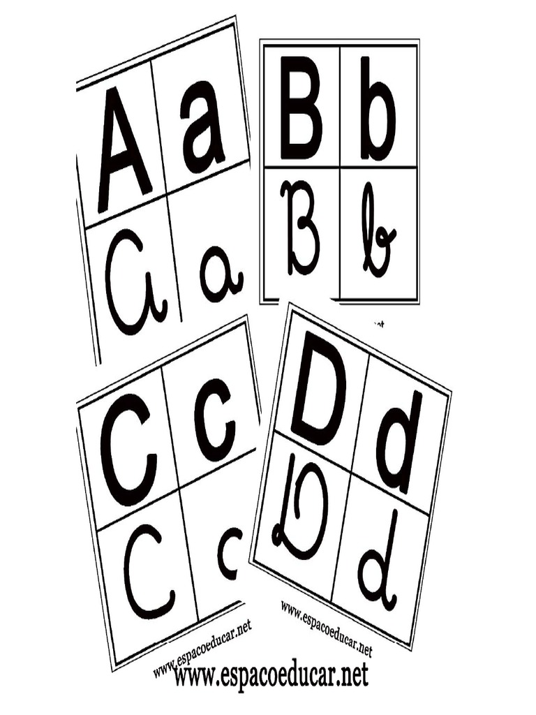 Alfabeto Quatro Tipos de Letras Quadrado Simples | PDF