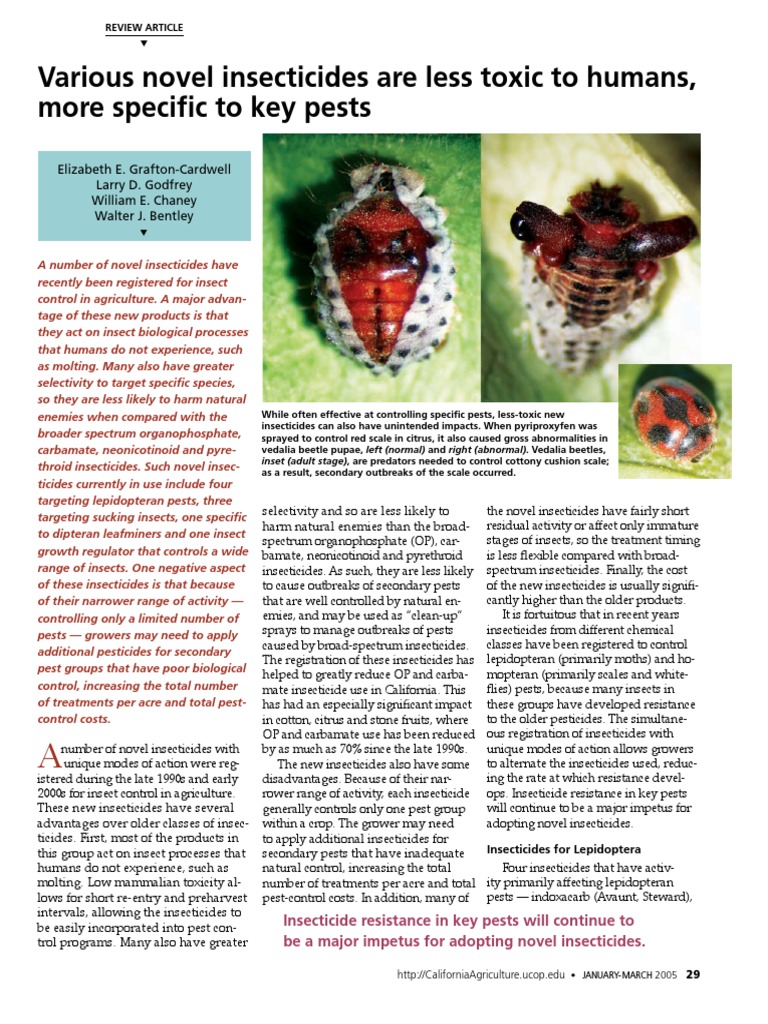 Various Novel Insecticides Are Less Toxic To Humans, More Specific To ...