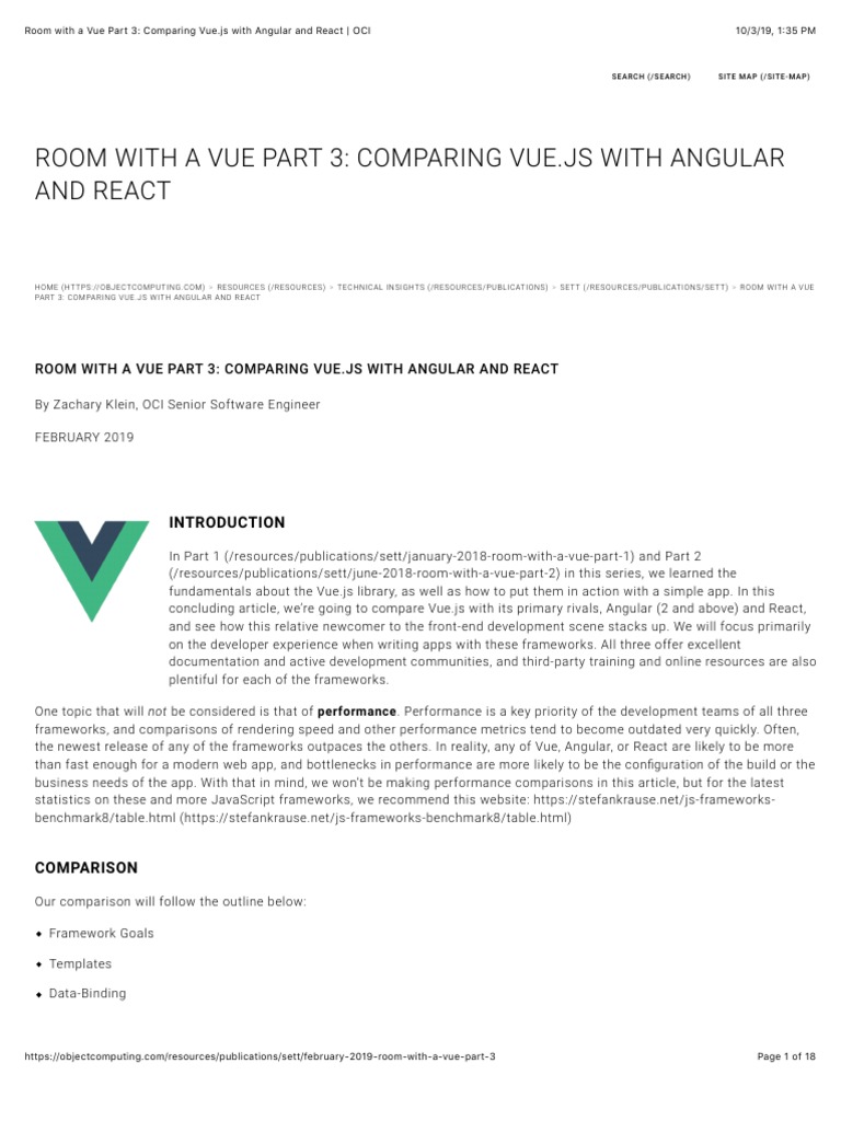 Room With A Vue Part 3: Comparing Vue - Js With Angular and React - OCI ...