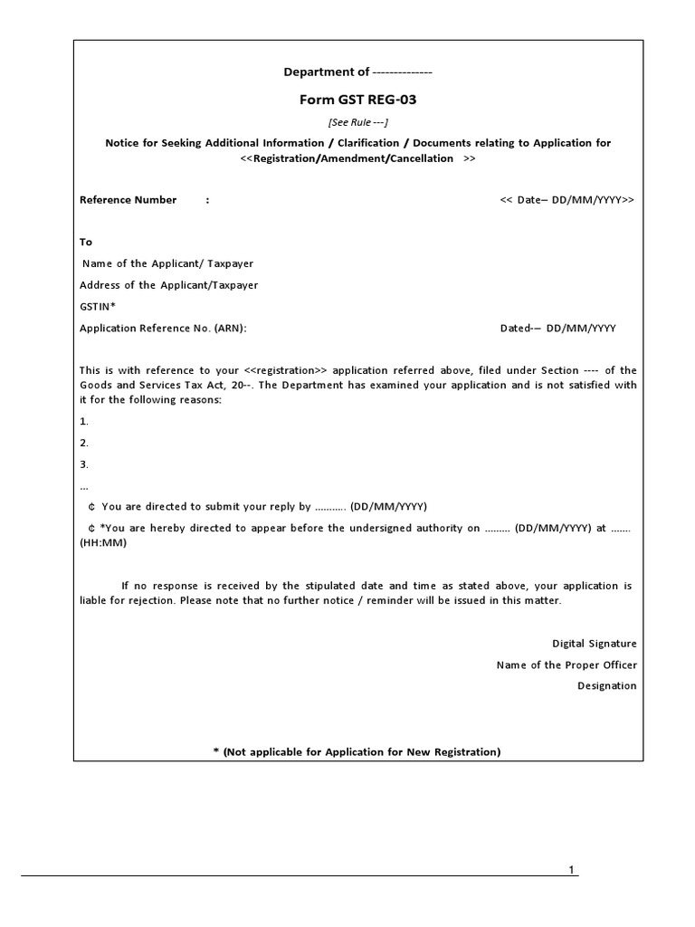 GST REG-03 Notice for Additional Info | PDF