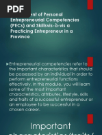 Assessment of Personal Entrepreneurial Competencies (Pecs) and Skillsvis-À-Vis A Practicing Entrepreneur in A Province