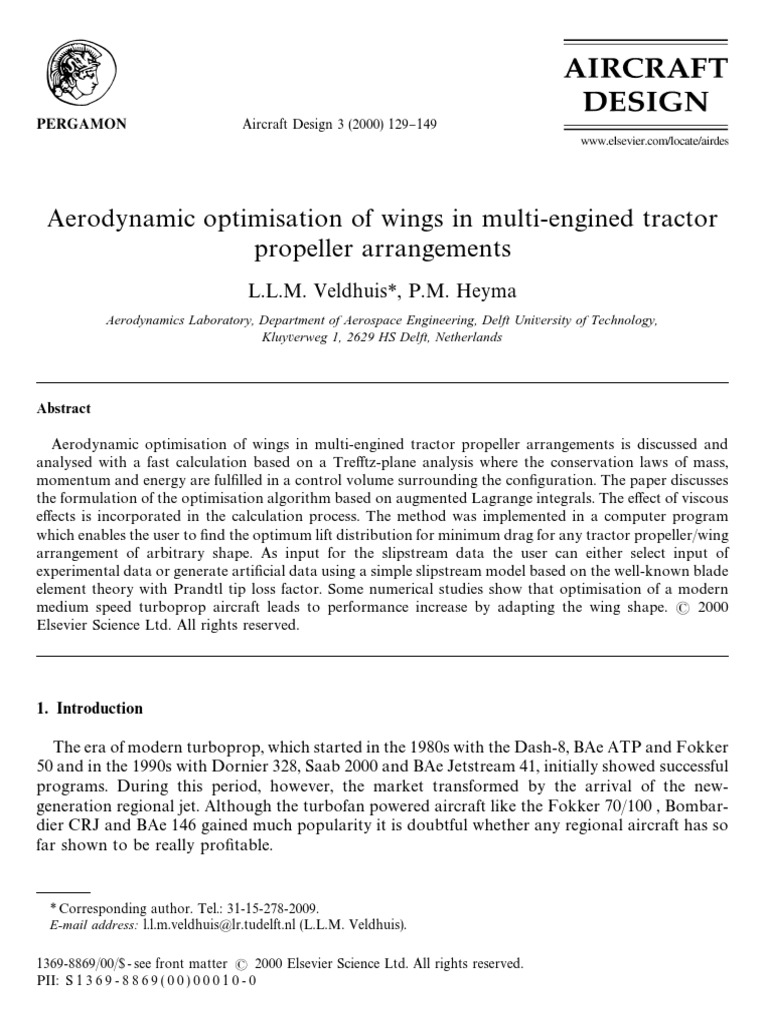 Aerodynamic Optimization of Multi-Engine Wings | PDF | Lift (Force ...