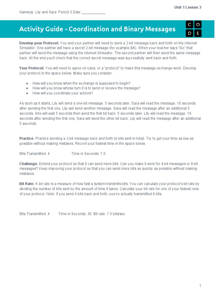 Final Coordination and Binary Messages | PDF | Bit Rate | Bit