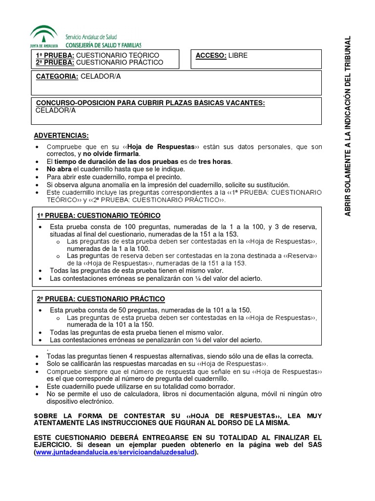Examen Sas Celador Pdf Colchon Hospital