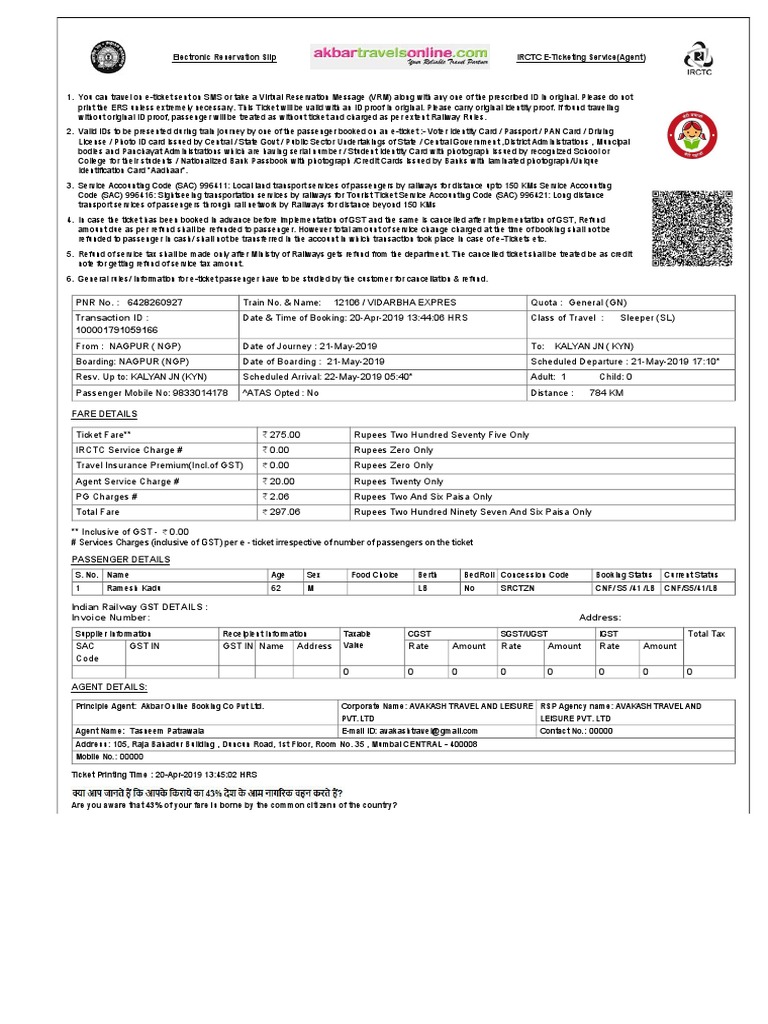 NGP-KYN 21-05-2019 Mr. Ramesh Kadu PDF | PDF | Identity Document ...