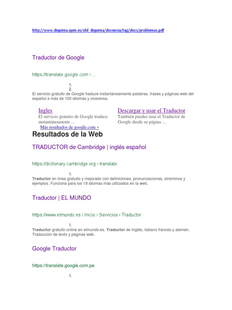 Resultados De La Web Traducciones Linguistica