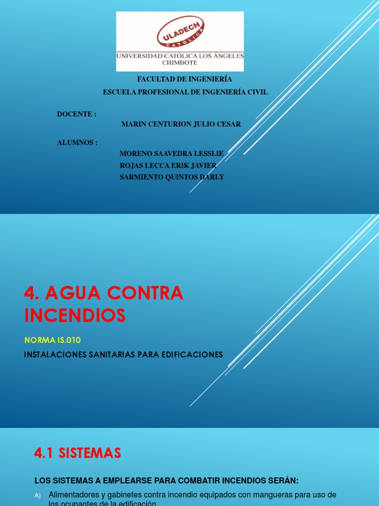 Sistemas de Agua Contra Incendios | PDF | Agua | Tubería (transporte de ...