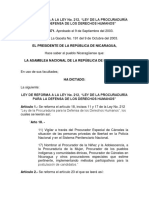 Reforma ley Procuraduría DDHH Nicaragua