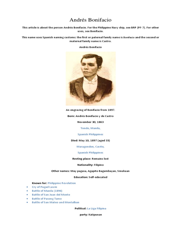 Andrés Bonifacio: Father of Revolution | PDF | Philippines