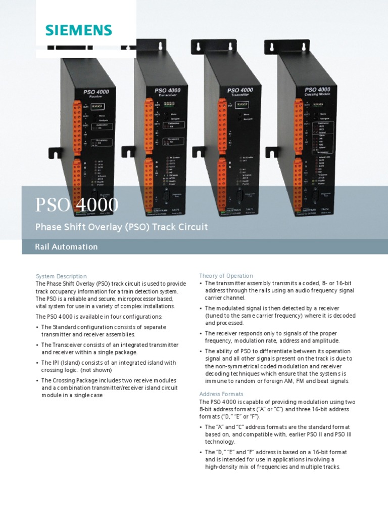 Phase Shift Overlay (PSO) Track Circuit Rail Automation PDF