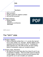 Boolean Algebra: Logistics Last Lecture - Numbers