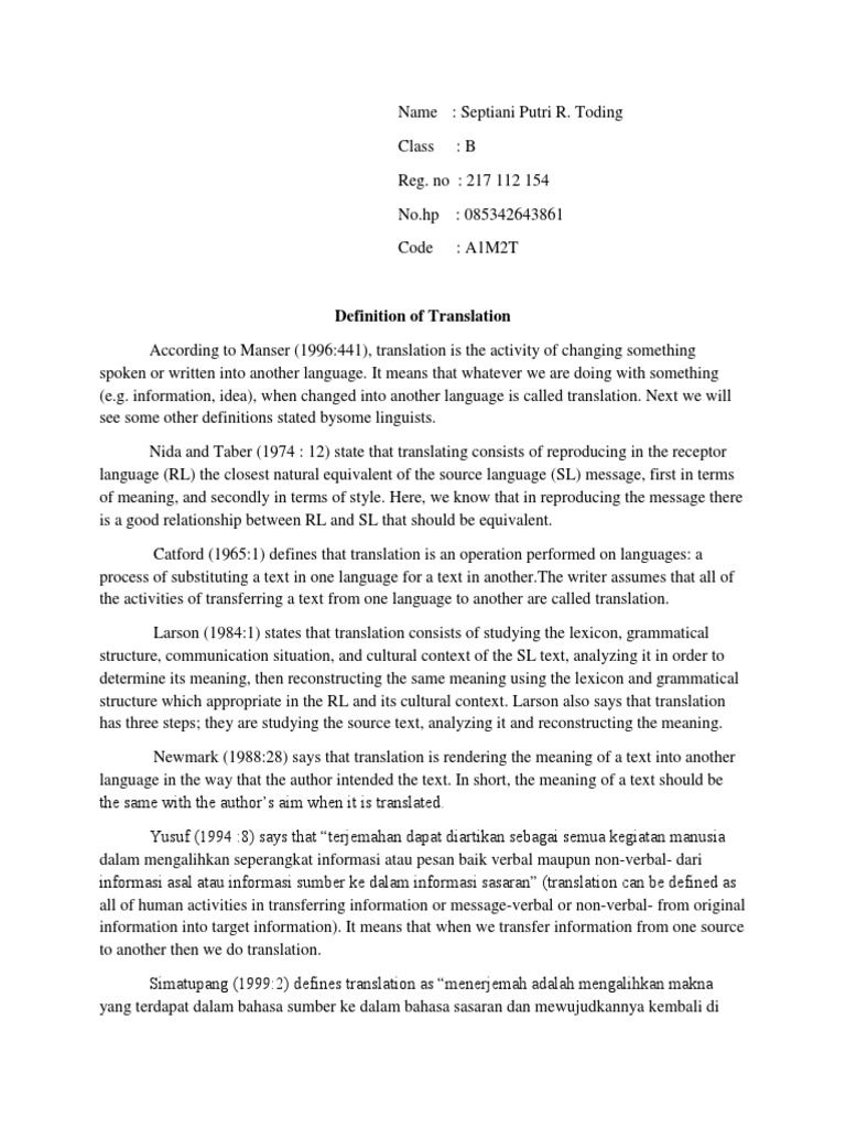 TRANSLATION MEANING DEFINITION intelligence overview