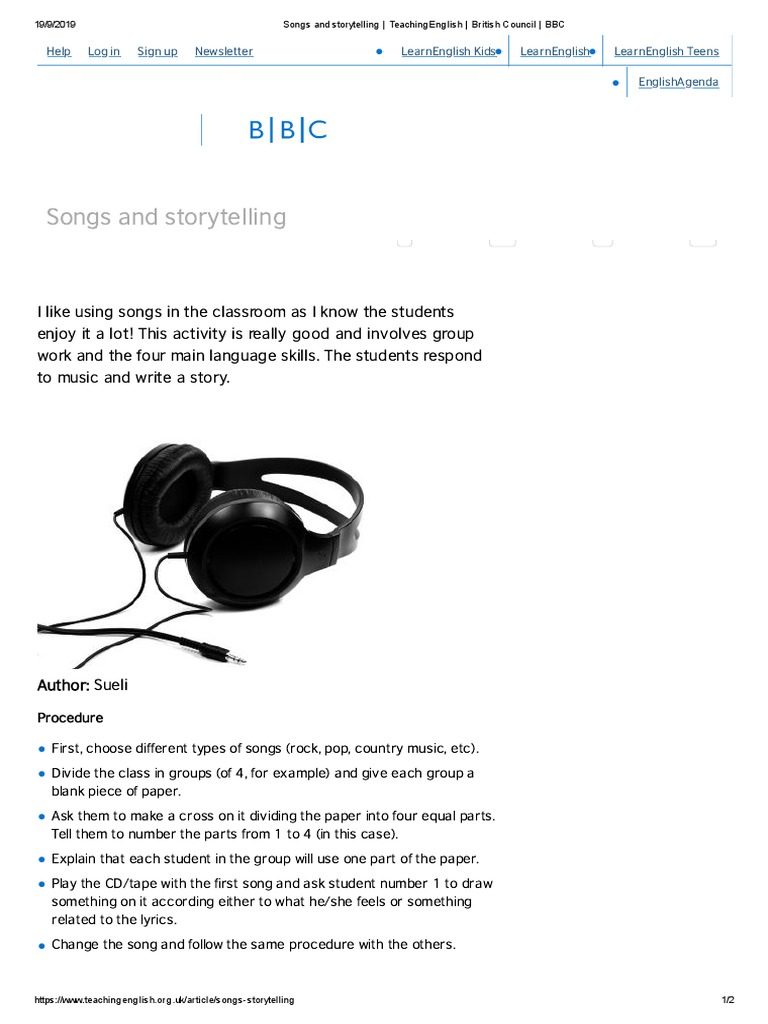 Songs and Storytelling - TeachingEnglish - British Council - BBC | PDF ...