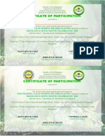 Certificate of Participation: Math and Science Month Celebration 2019