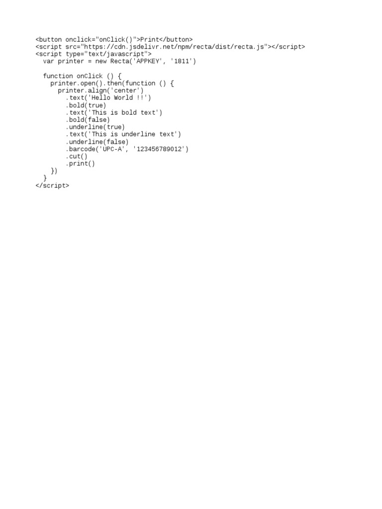 JavaScript Print Script Example | PDF