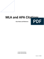 MLA and APA Citations: Class Notes and Reference