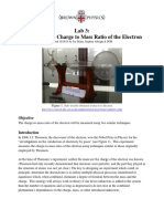 Lab 3: Measuring The Charge To Mass Ratio of The Electron: Objective